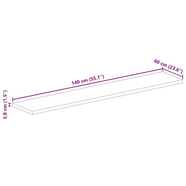 vidaXL Επιφάνεια Τραπεζιού Ορθογώνια 140x60x3,8 εκ. Μασίφ Ξύλο Μάνγκο