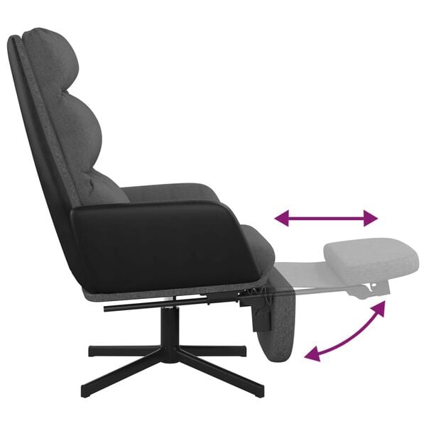 vidaXL Πολυθρόνα Relax Σκούρο Γκρι Υφασμάτινη με Υποπόδιο