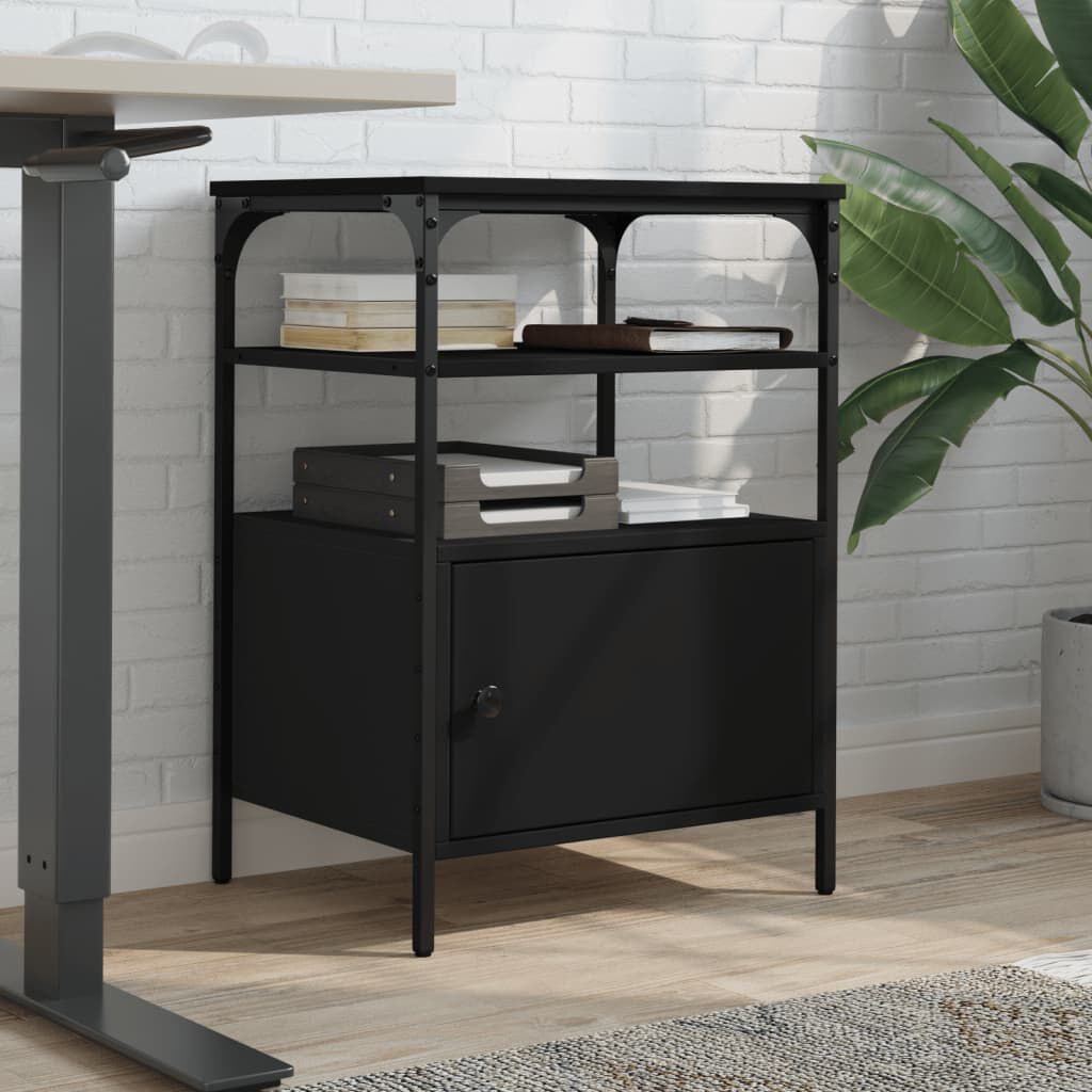 vidaXL Βάση Εκτυπωτή 3 Επιπέδων Μαύρη 50x40x76 εκ. Επεξεργασμένο Ξύλο