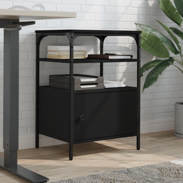 vidaXL Βάση Εκτυπωτή 3 Επιπέδων Μαύρη 50x40x76 εκ. Επεξεργασμένο Ξύλο