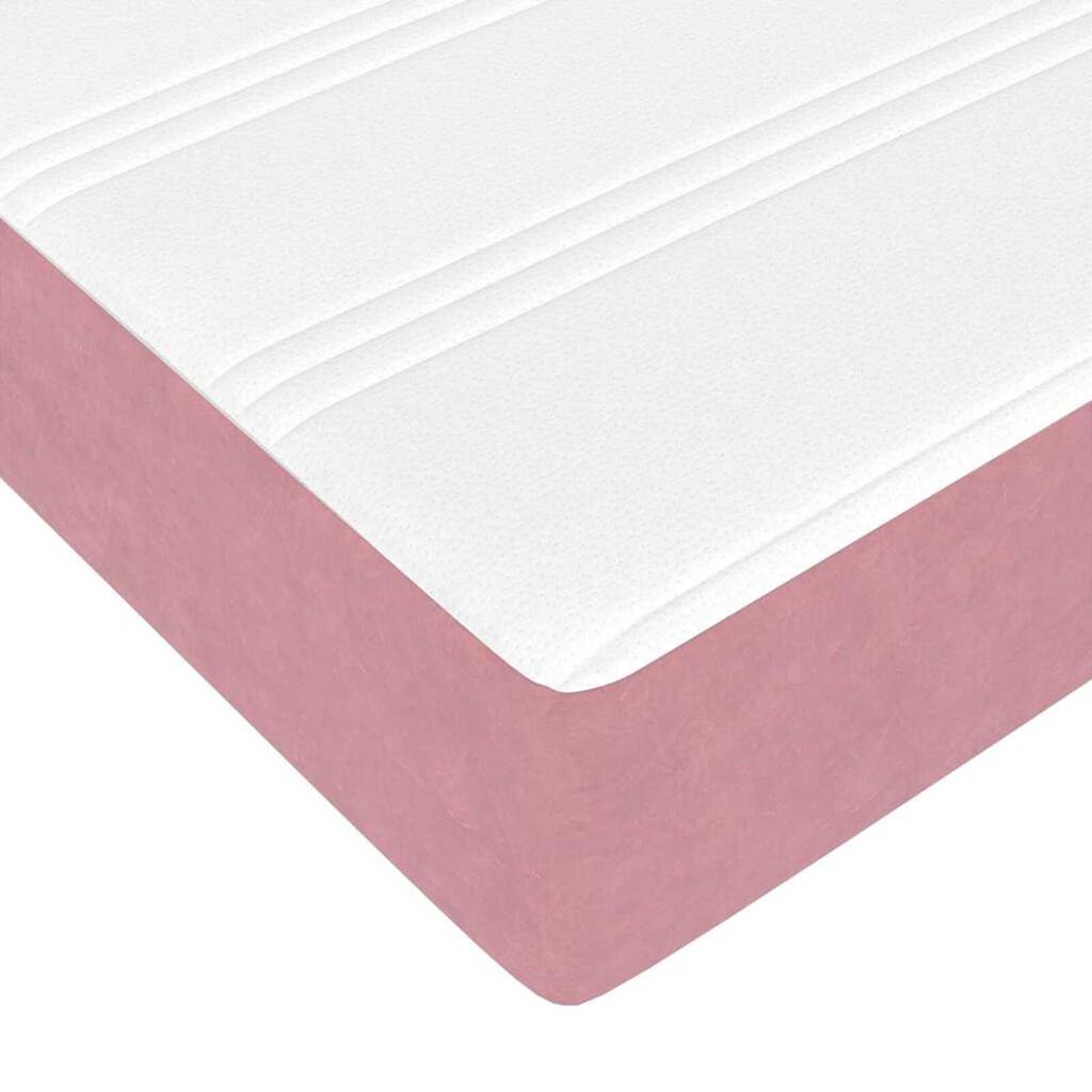 vidaXL Κρεβάτι box spring με στρώμα Ροζ 120 x 220 cm Βελούδο