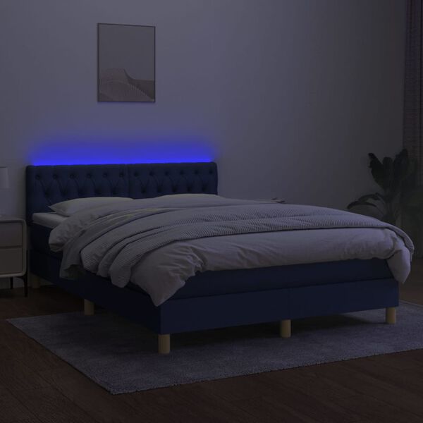 vidaXL &Kappa;&rho;&epsilon;&beta;ά&tau;&iota; Boxspring &mu;&epsilon; &Sigma;&tau;&rho;ώ&mu;&alpha; & LED &Mu;&pi;&lambda;&epsilon; 140x200 &epsilon;&kappa;. &Upsilon;&phi;&alpha;&sigma;&mu;ά&tau;&iota;&nu;&omicron;