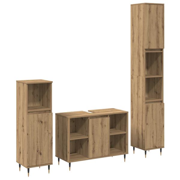 vidaXL Σετ Επίπλων Μπάνιου με ράφι 3 pcs Artisan Oak 30 x 30 x 180 cm