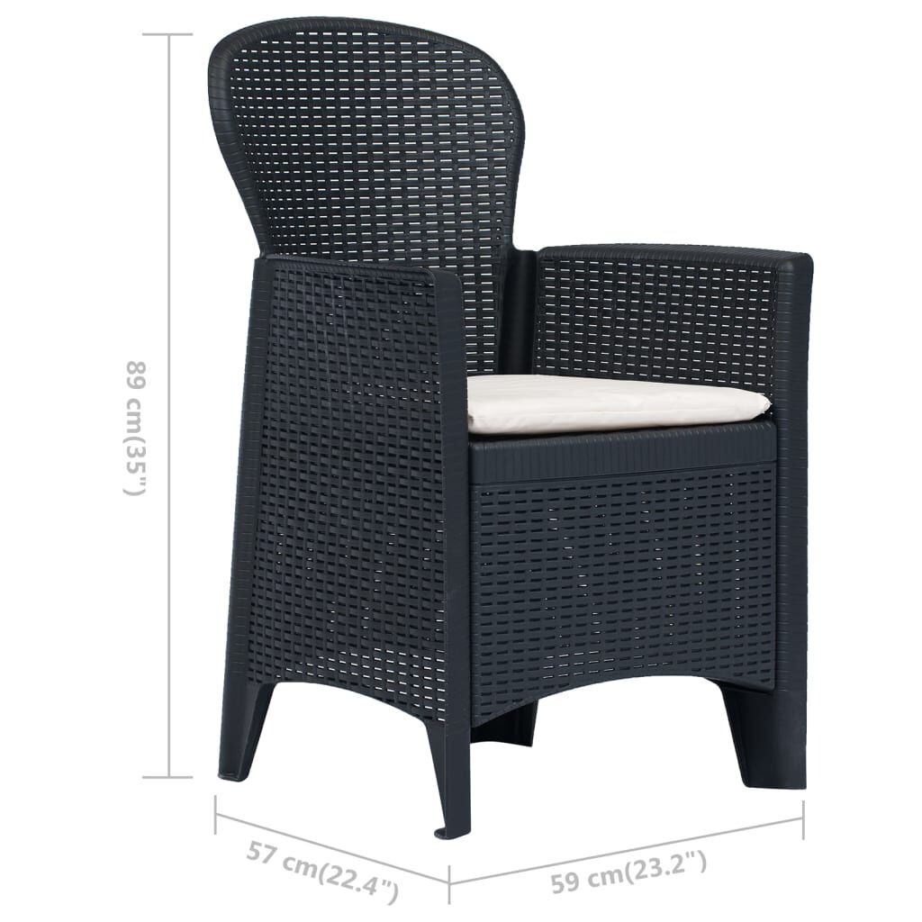 vidaXL Σετ Επίπλων Bistro 3 τεμ. Ανθρακί με Όψη Ρατάν Πλαστικό