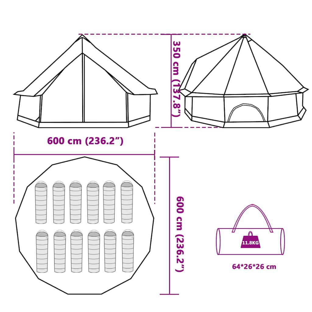vidaXL Σκηνή Κάμπινγκ Tipi 12 Ατόμων Αδιάβροχη Γκρι/Πορτοκαλί