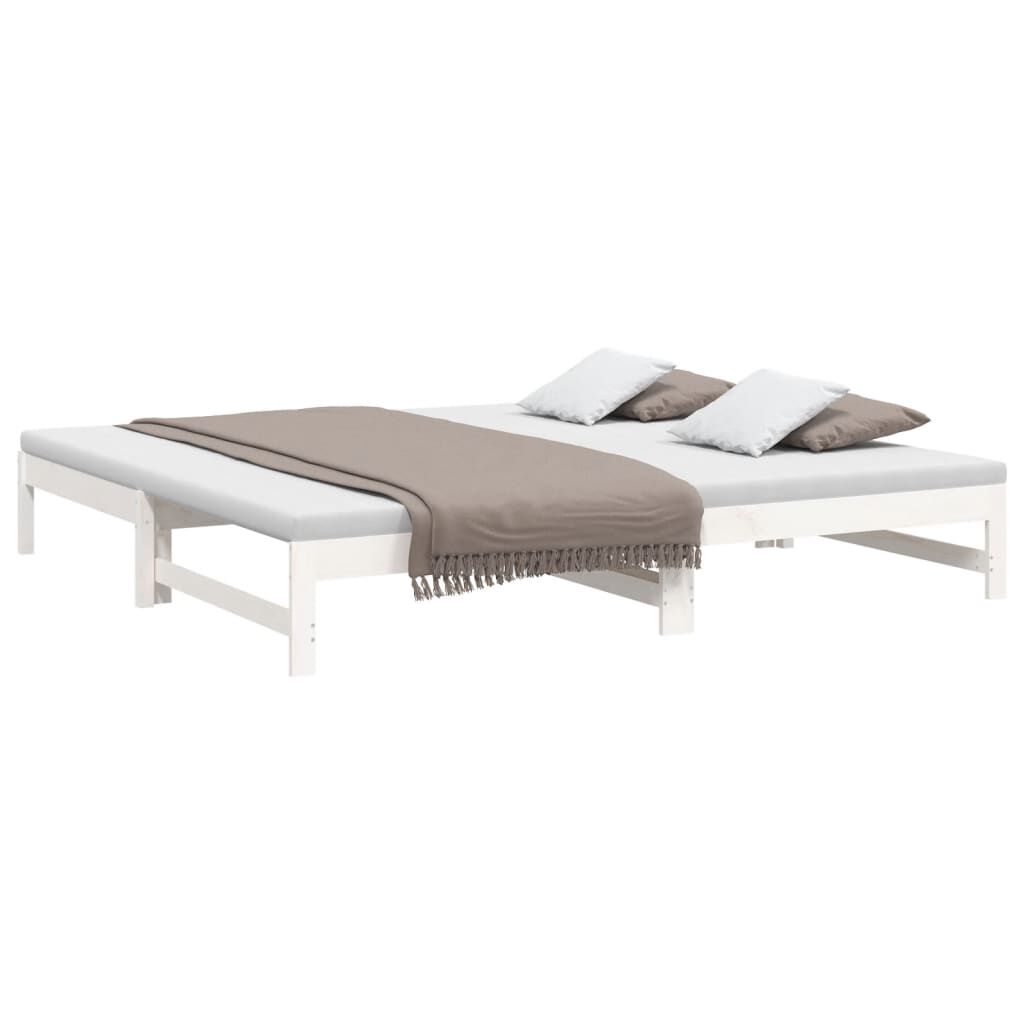 vidaXL Καναπές Κρεβάτι Συρόμενος Λευκός 2x(90x200) εκ. Μασίφ Πεύκο