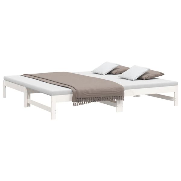 vidaXL Καναπές Κρεβάτι Συρόμενος Λευκός 2x(90x200) εκ. Μασίφ Πεύκο