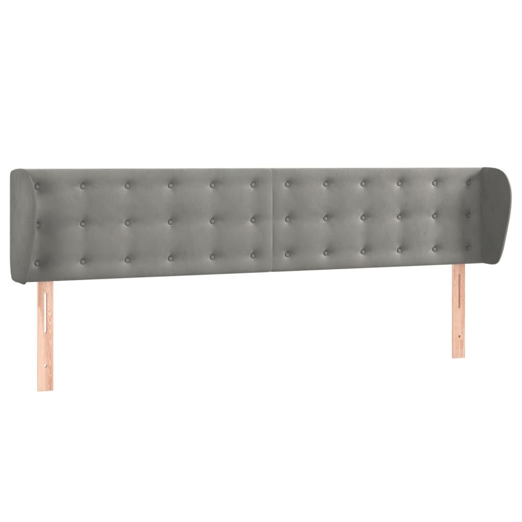 vidaXL Κεφαλάρι με Πτερύγια Ανοιχτό Γκρι 183x23x78/88 εκ. Βελούδινο