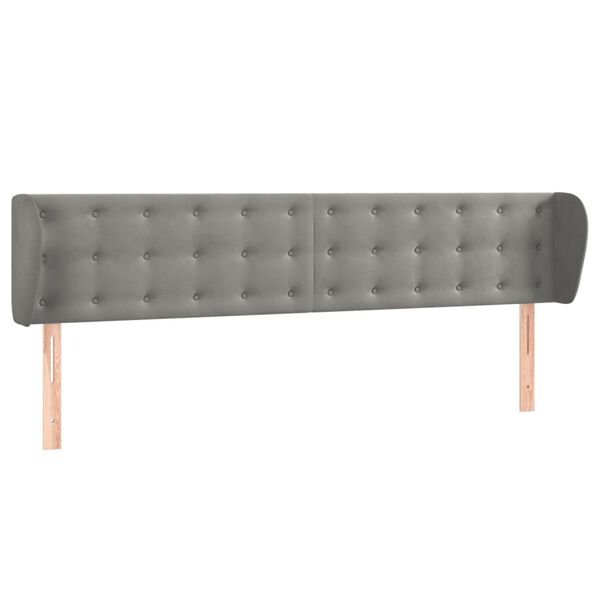 vidaXL Κεφαλάρι με Πτερύγια Ανοιχτό Γκρι 183x23x78/88 εκ. Βελούδινο