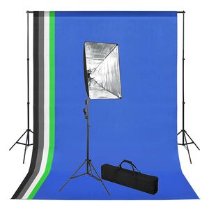 vidaXL Κιτ Στούντιο Φωτογράφισης με Φόντο και Softbox