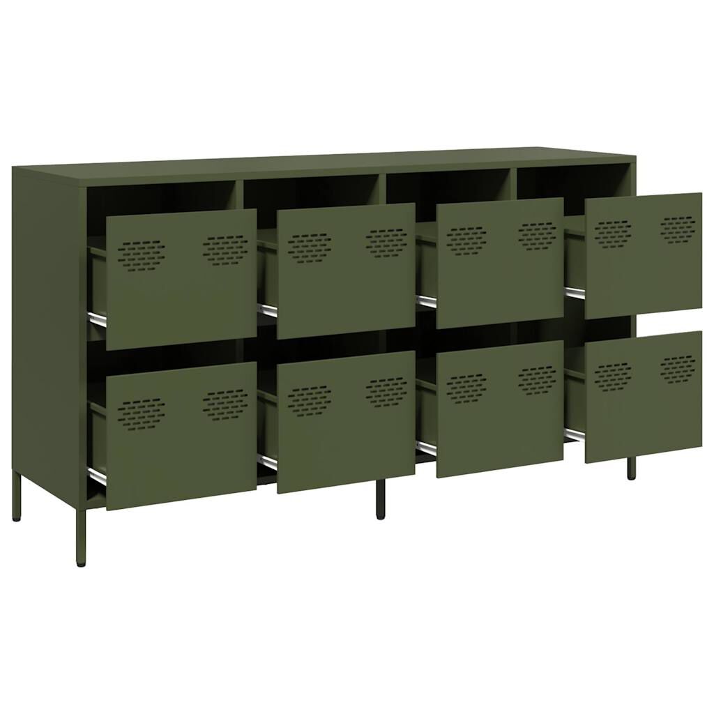vidaXL Sideboard Ελαιοπράσινο 135x39x73,5 cm Ατσάλι ψυχρής έλασης