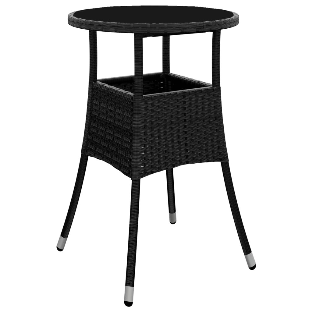 vidaXL Σετ Επίπλων Bistro Κήπου 3 τεμ Μαύρο Συνθετ. Ρατάν με Μαξιλάρια