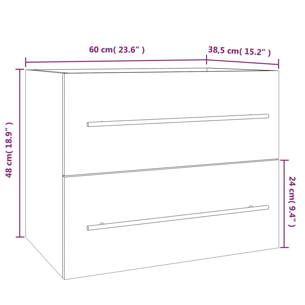 vidaXL Ντουλάπι Νιπτήρα Καπνιστή Δρυς 60 x 38,5 x 48 εκ. Επεξεργ. Ξύλο