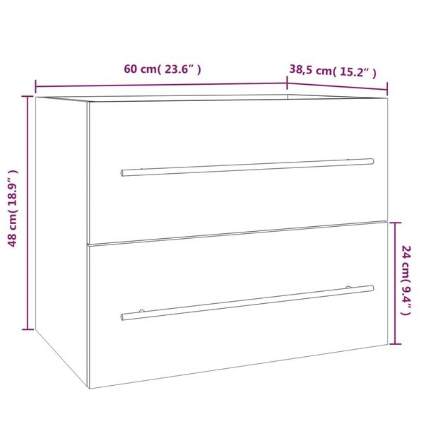 vidaXL Ντουλάπι Νιπτήρα Καπνιστή Δρυς 60 x 38,5 x 48 εκ. Επεξεργ. Ξύλο