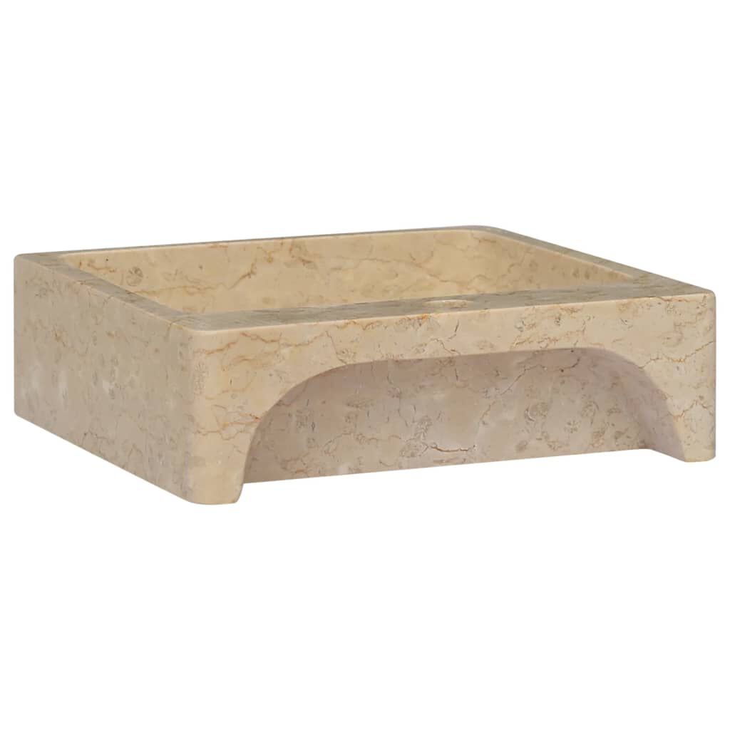 vidaXL Νιπτήρας Κρεμ 40 x 40 x 12 εκ. Μαρμάρινος