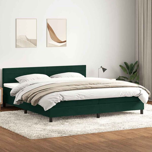 vidaXL &Kappa;&rho;&epsilon;&beta;ά&tau;&iota; Boxspring &mu;&epsilon; &Sigma;&tau;&rho;ώ&mu;&alpha; &Sigma;&kappa;&omicron;ύ&rho;&omicron; &Pi;&rho;ά&sigma;&iota;&nu;&omicron; 180x210&epsilon;&kappa;. &Beta;&epsilon;&lambda;&omicron;ύ&delta;&iota;&nu;&omicron;