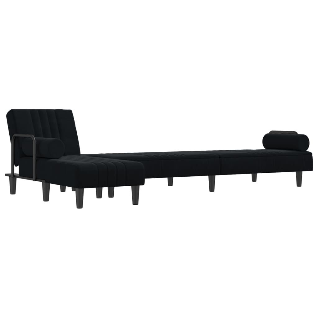 vidaXL Καναπές Κρεβάτι Γωνιακός Μαύρος 260 x 140 x 70 εκ. Βελούδινος