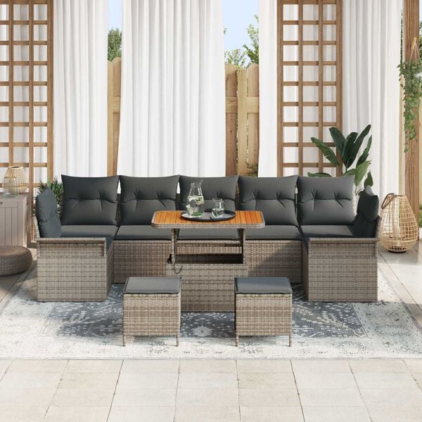 vidaXL Σετ Καναπέ Κήπου 10 pcs Γκρι συνθετικό ρατάν