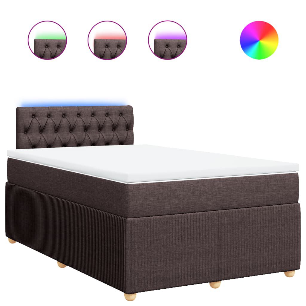 vidaXL Κρεβάτι Boxspring με Στρώμα Σκούρο Καφέ 120x190 εκ Υφασμάτινο