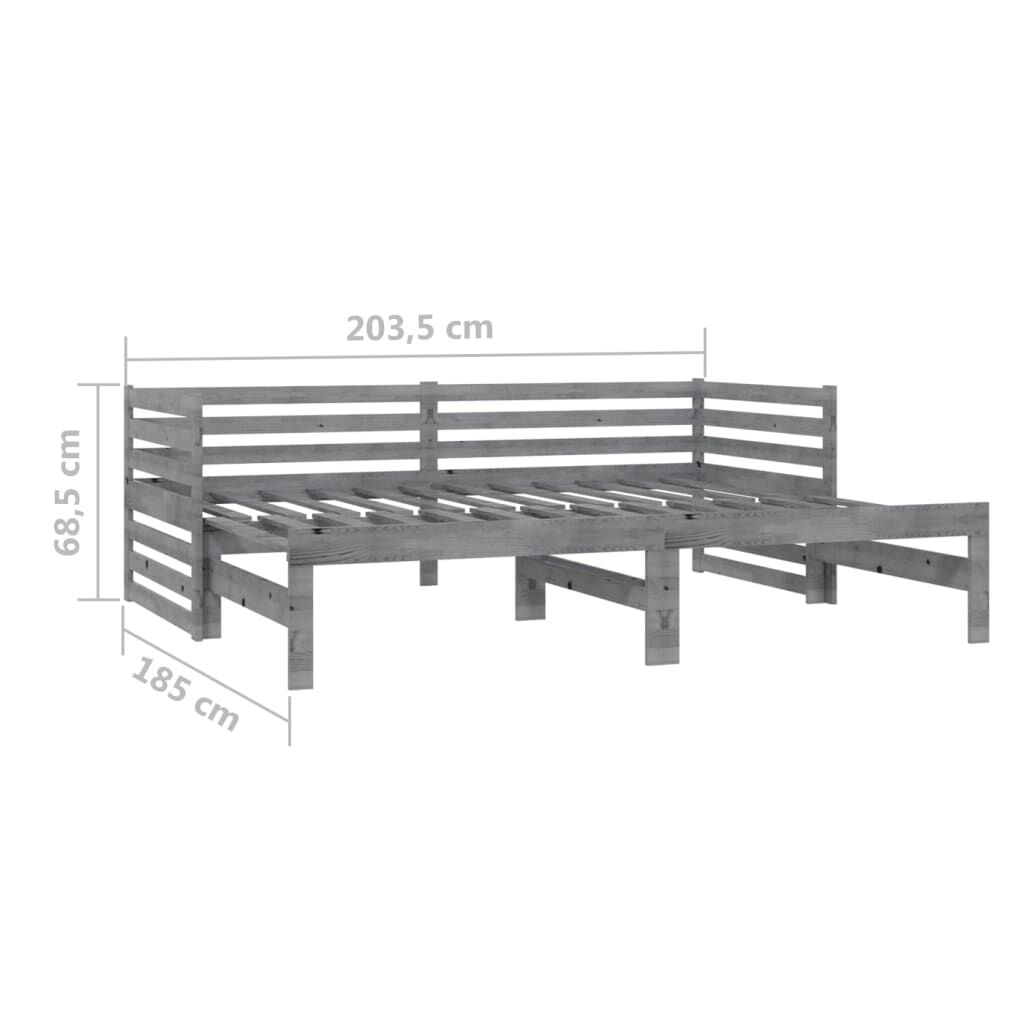 vidaXL Καναπές Κρεβάτι Συρόμενος Γκρι 2x(90x200) εκ. Μασίφ Ξύλο Πεύκου