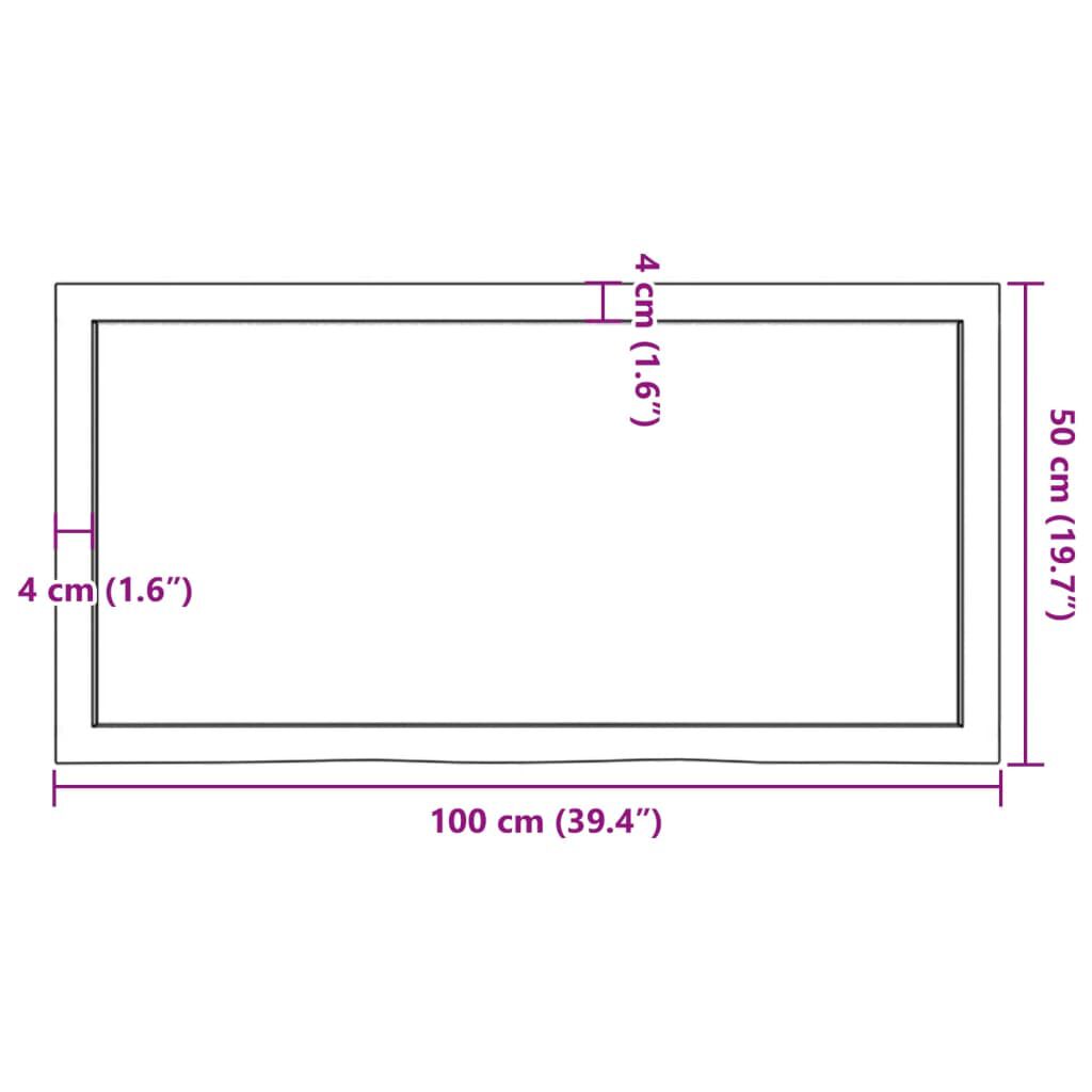 vidaXL Πάγκος Μπάνιου Σκούρο Καφέ 100x50x(2-6) εκ. Επεξεργ. Μασίφ Ξύλο