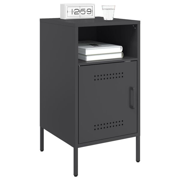 vidaXL Κομοδίνο Μαύρο 36x39x68 εκ. από Χάλυβα
