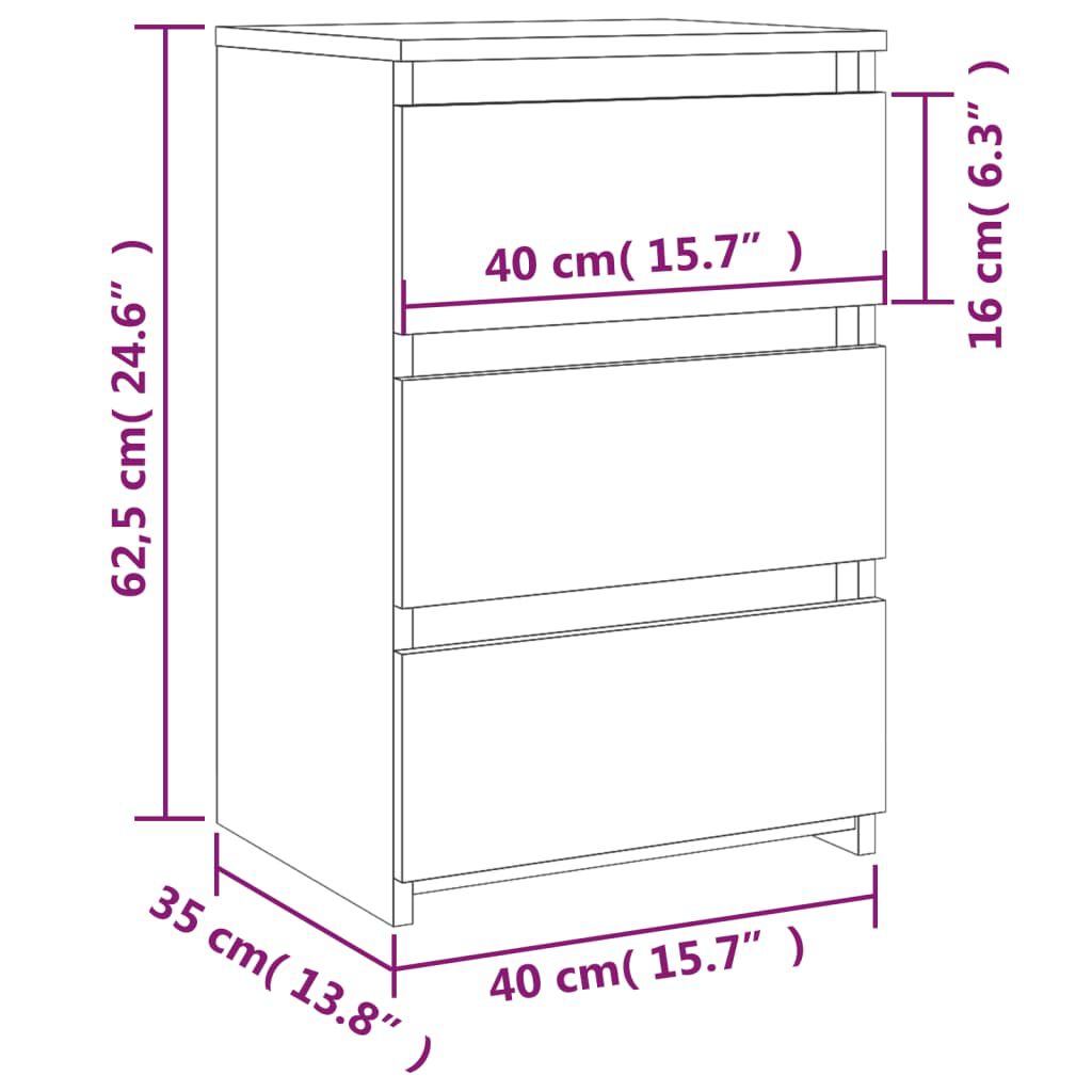 vidaXL Κομοδίνο Καπνιστή Δρυς 40x35x62,5 εκ. από Επεξεργασμένο Ξύλο