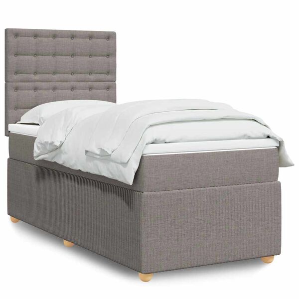 vidaXL &Kappa;&rho;&epsilon;&beta;ά&tau;&iota; Boxspring &mu;&epsilon; &Sigma;&tau;&rho;ώ&mu;&alpha; Taupe 100 x 200 &epsilon;&kappa;. &Upsilon;&phi;&alpha;&sigma;&mu;ά&tau;&iota;&nu;&omicron;