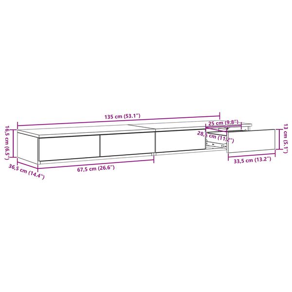 vidaXL Λευκά Συρτάρια Κρεβατιού 135x36,5x16,5 εκ από Ξύλο