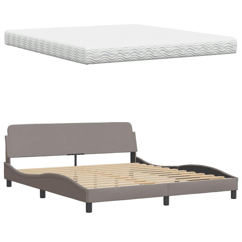vidaXL Κρεβάτι Taupe 180x200 εκ. Υφασμάτινο