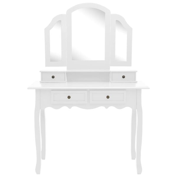 vidaXL Μπουντουάρ με Σκαμπό Λευκό 100 x 40 x 146 εκ. Ξύλο Παυλώνιας