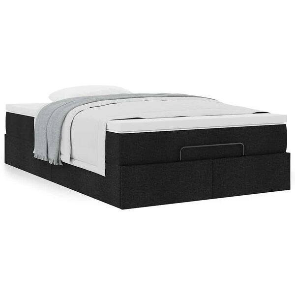 vidaXL Οθωμανικό κρεβάτι με στρώμα Μαύρο 120x190 cm Ύφασμα