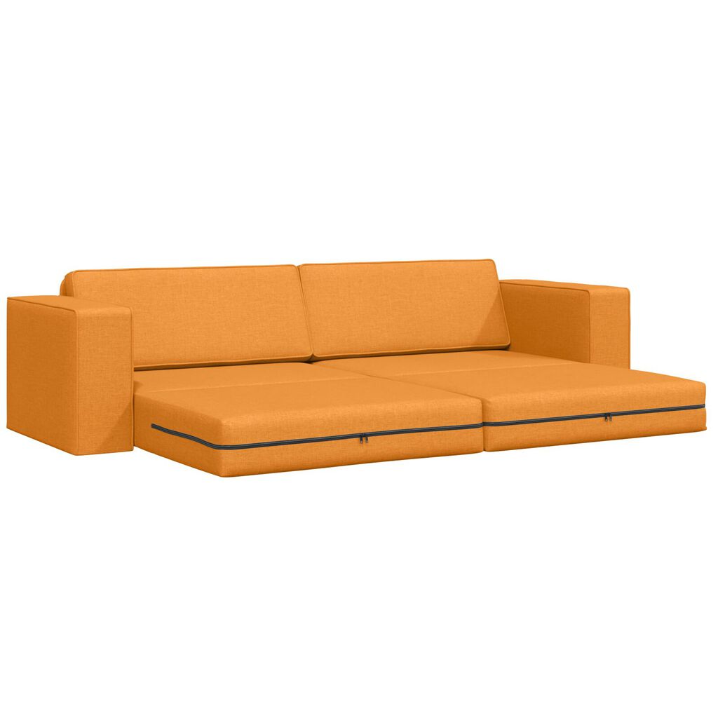 vidaXL Καναπές Κρεβάτι 2-σε-1 Σκούρα Κίτρινη 245x150x60.5 cm Ύφασμα