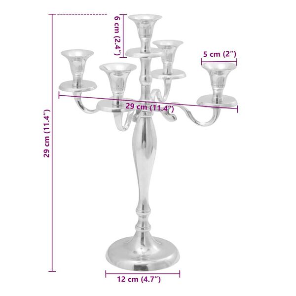 vidaXL Κηροπήγιο Ασημί 29 x 29 x 40 εκ Αλουμίνιο