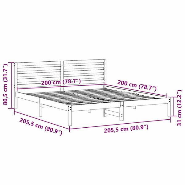 vidaXL Σκελετός Κρεβατιού Λευκό 200 x 200 cm Μασίφ ξύλο πεύκου