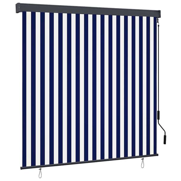 vidaXL Εξωτερικό ρολό Ριγέ Μπλε και λευκό 180 x 250 cm ύφασμα