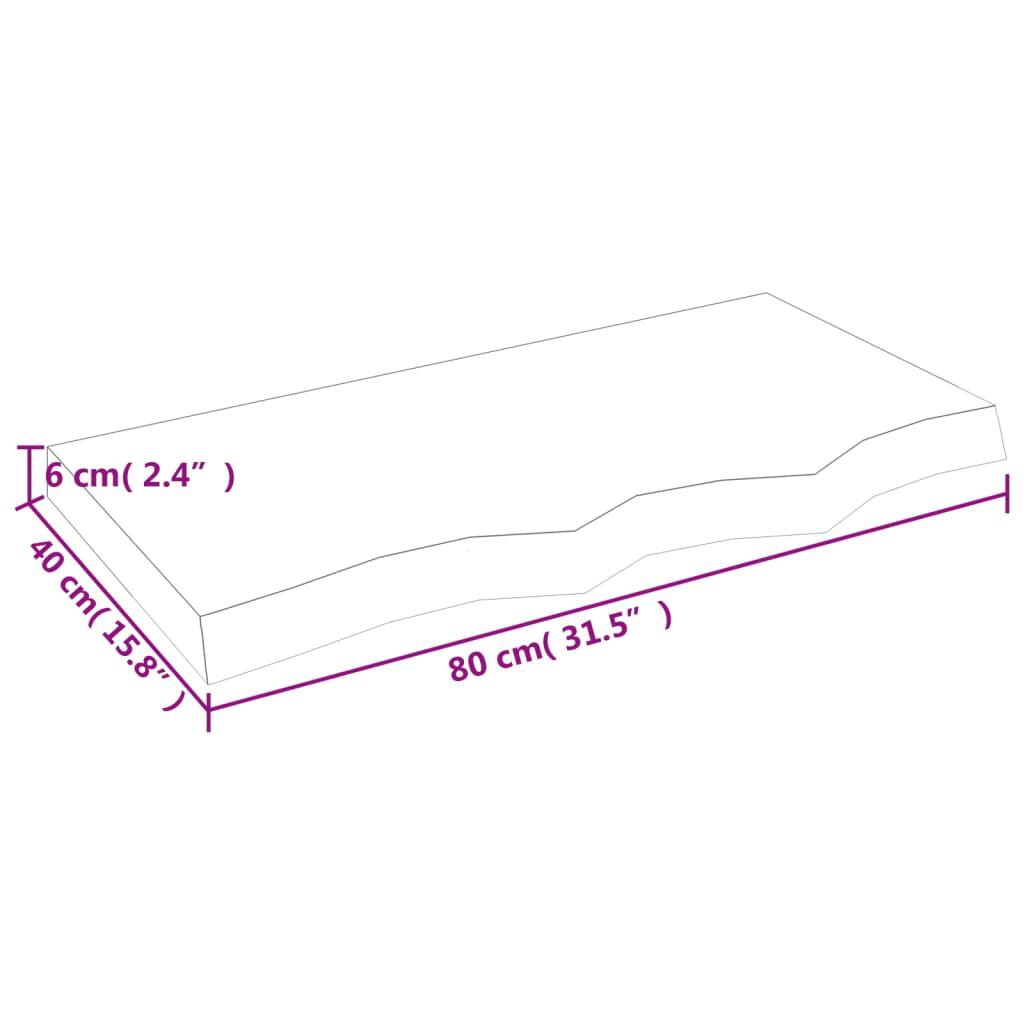 vidaXL Ράφι Τοίχου Ανοιχτό Καφέ 80x40x(2-6)εκ. Επεξ. Μασίφ Ξύλο Δρυός