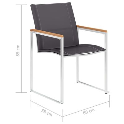vidaXL Καρέκλες Κήπου 4 τεμ. Γκρι από Ανοξείδωτο Ατσάλι / Textilene