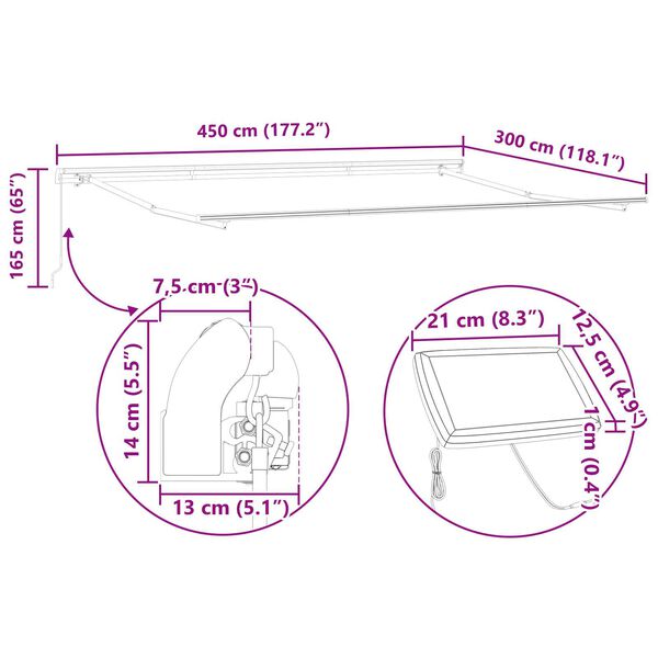 Ανασυρόμενη Τέντα vidaXL με LED Μπεζ 450x300 εκ