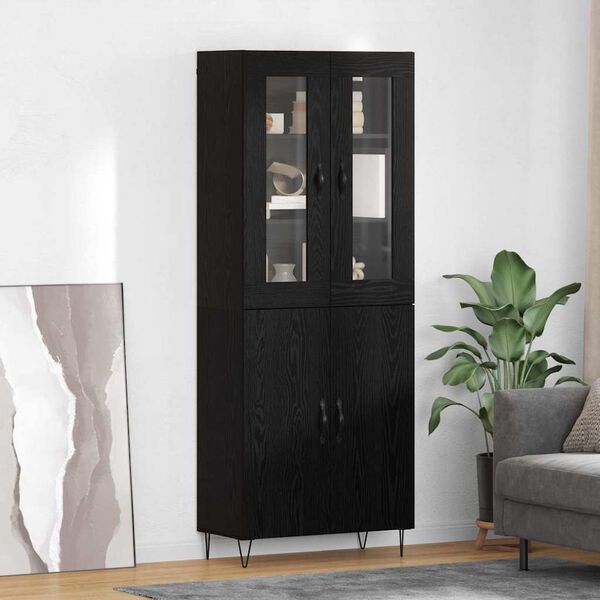 vidaXL Highboard &Lambda;&epsilon;&upsilon;&kappa;ό&sigmaf; &kappa;&alpha;&iota; &Mu;&alpha;ύ&rho;&omicron;&sigmaf; &Delta;&rho;&upsilon;&sigmaf; 69,5 x 34 x 180 &epsilon;&kappa;.