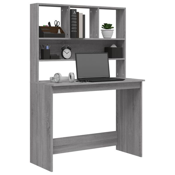 vidaXL Γραφείο με Ράφια Γκρι Sonoma 102x45x148 εκ. Επεξεργασμένο Ξύλο