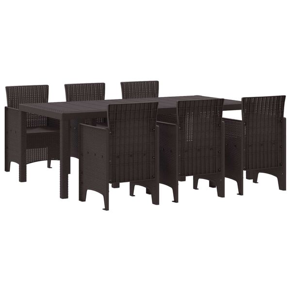 vidaXL Σέτ φαγητού για κήπο 7 pcs Καφέ Rattan Polt