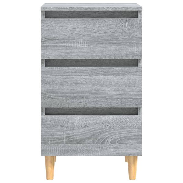 vidaXL Κομοδίνα 2 τεμ. Γκρι Sonoma 40x35x69 εκ. με Μασίφ Ξύλινα Πόδια