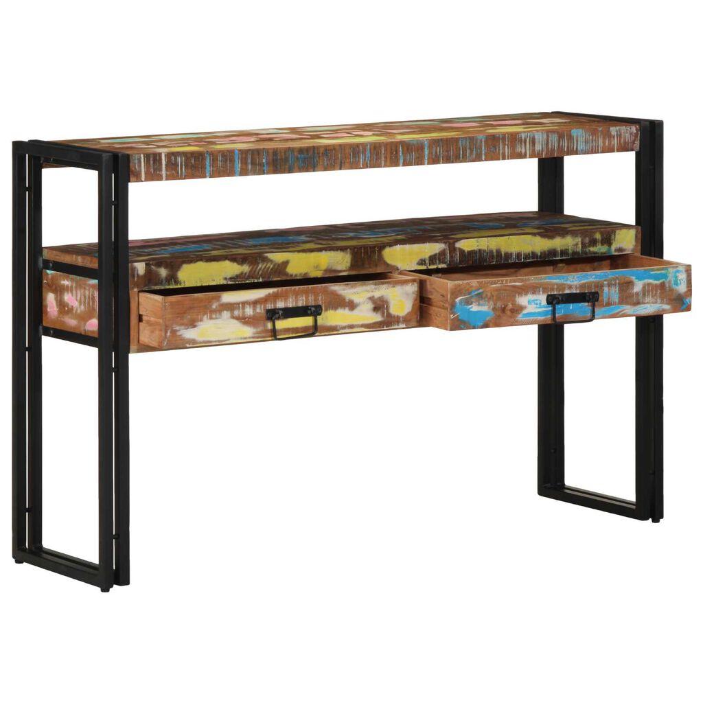 vidaXL Τραπέζια Σαλονιού Πολύχρωμο 120x33x75 εκ Μασίφ Ανακυκλωμένο Ξύλο & Μέταλλο