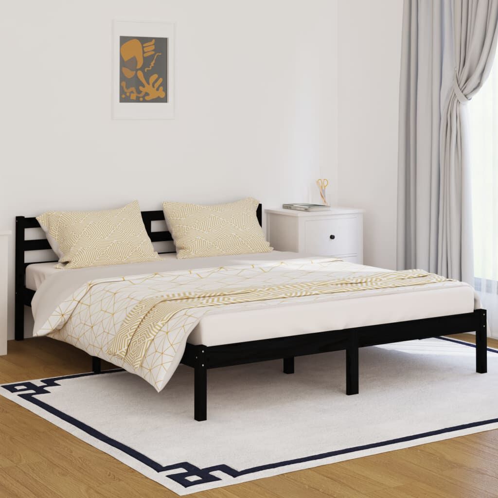 vidaXL Πλαίσιο Κρεβατιού Μαύρο 160 x 200 εκ. από Μασίφ Ξύλο Πεύκου