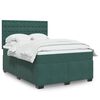vidaXL Κρεβάτι Boxspring με Στρώμα Σκούρο Πράσινο 140x190εκ. Βελούδινο
