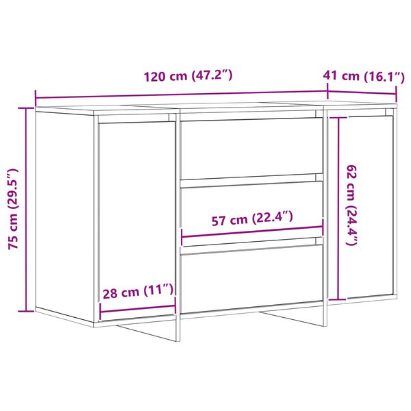 vidaXL Κονσόλα Λευκή 120x41x75 εκ. Κατασκευασμένη από Συνθετικό Ξύλο
