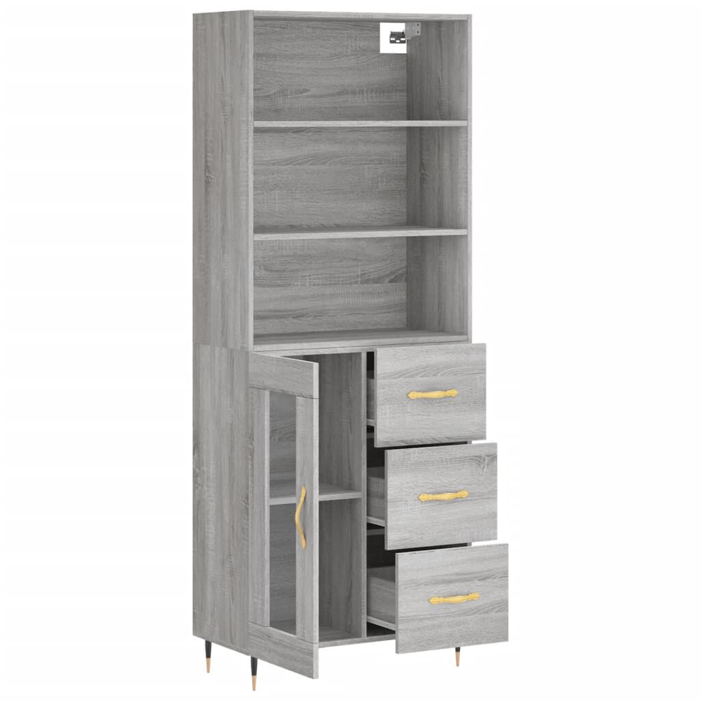 vidaXL Ντουλάπι Γκρι Sonoma 69,5 x 34 x 180 εκ. Επεξεργασμένο Ξύλο