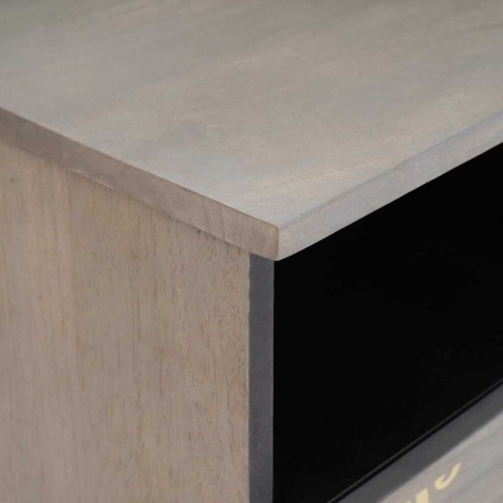 vidaXL Ντουλάπι TV Γκρι και Χρυσό 100 x 33.5 x 46 εκ Μασίφ ξύλο μάνγκο