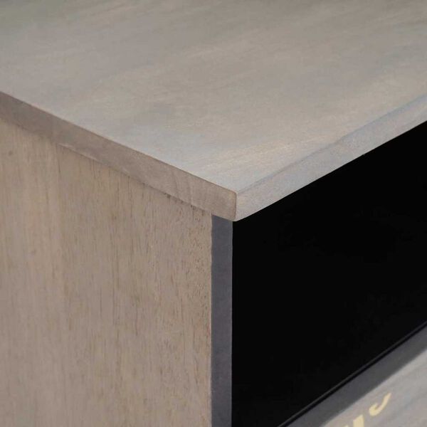 vidaXL Ντουλάπι TV Γκρι και Χρυσό 100 x 33.5 x 46 εκ Μασίφ ξύλο μάνγκο